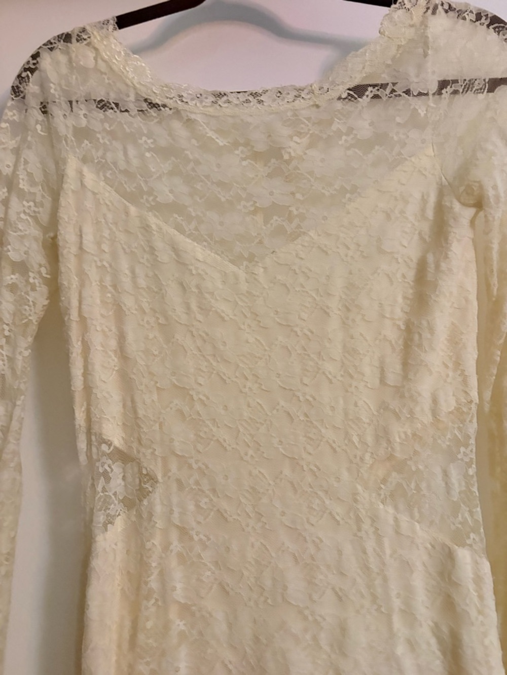 Free People Cream Lace Long-Sleeve Dress